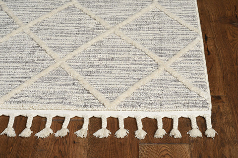 Image of 63" X 91" Ivory Grey Polyester Rug