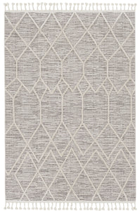 63" X 91" Ivory Grey Polyester Rug