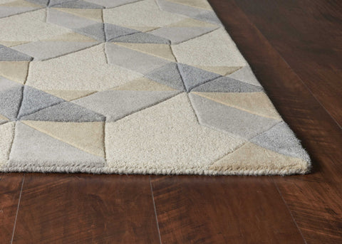 Image of 5 x 8 Wool Ivory or Grey Area Rug