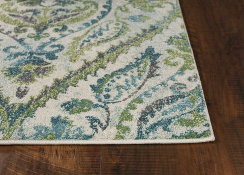 Image of 5 x 7 Polypropylene Ivory or Teal Area Rug