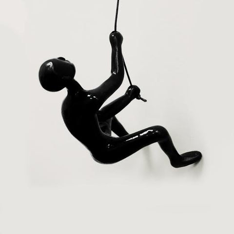 Image of 3.5" x 3.5" x 5.5" Black Climbing Man - Wall Art