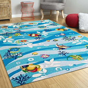 3 x 5 Polyester Blue Area Rug