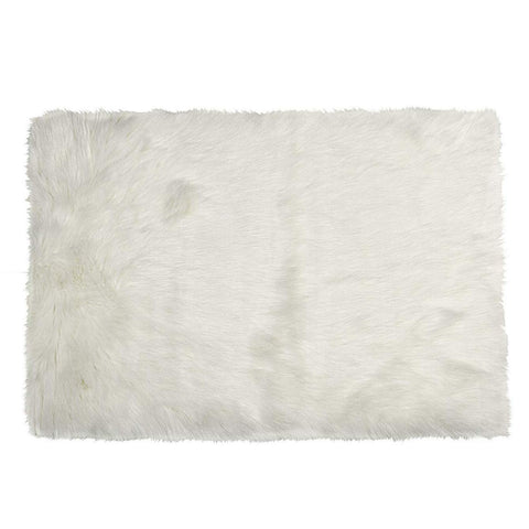 Image of 60" x 36" Off White Rectangular Faux Fur - Area Rug