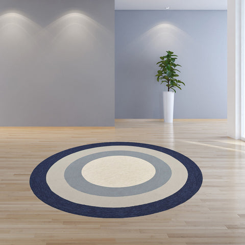 Image of 7 Ft Round UV treated Polypropylene Slate or Navy Area Rug