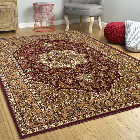 Image of 7 x 10 Polypropylene Red or Beige Area Rug