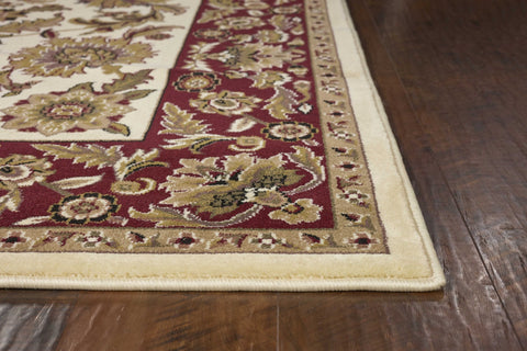 Image of 2 x 7 Runner Polypropylene Ivory or Red Area Rug