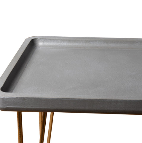 Image of Contemporary Gray and Gold Finish Rectangle End Table 18"H