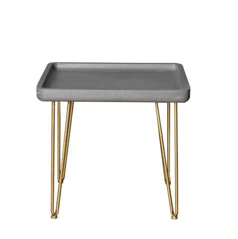 Image of Contemporary Gray and Gold Finish Rectangle End Table 18"H