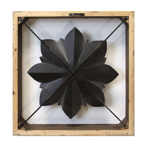 White Metal &amp;amp; Wood Framed Wall Flower