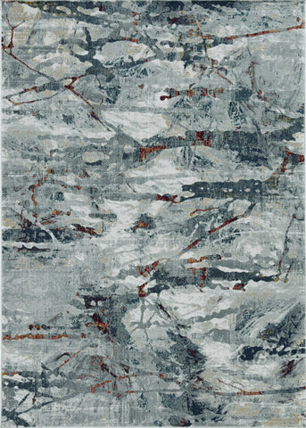 Image of 39" X 55" Grey or Teal Polypropylene and Polyester Rug