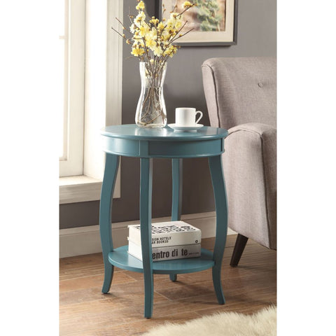 Image of 18" X 18" X 24" Teal Solid Wood Leg Side Table