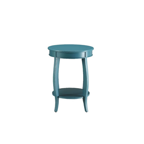 Image of 18" X 18" X 24" Teal Solid Wood Leg Side Table