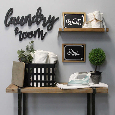 Image of Wood Laundry Room Script Wall Decor