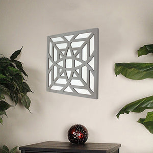 1.25" x 23.25" x 23.25" Gray, Mirrored, Square, Wooden - Wall Decor