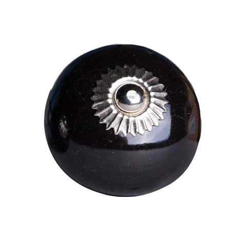 Image of 1.5" x 1.5" x 1.5" Ceramic/Metal Black 12 Pack Knob