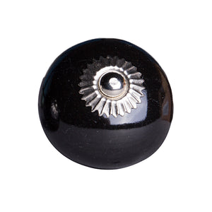 1.5" x 1.5" x 1.5" Ceramic/Metal Black 12 Pack Knob