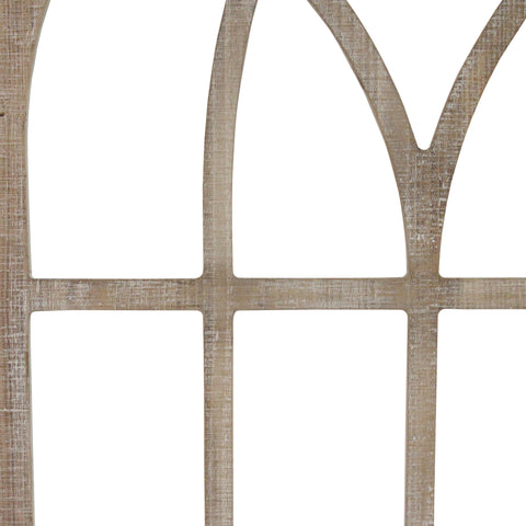 Image of Distressed Wood Framed Window Arch Wall Decor