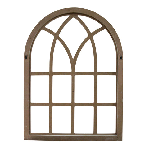 Image of Distressed Wood Framed Window Arch Wall Decor