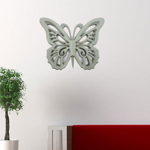 Image of 18.5" x 23" x 4" Gray, Rustic Butterfly, Wooden - Wall Decor