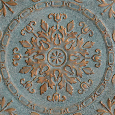 Image of Distressed Blue European Medallion Metal Wall Decor