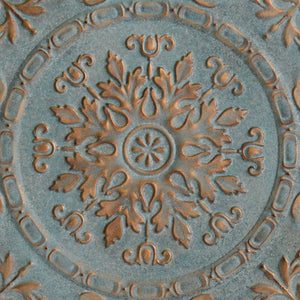 Distressed Blue European Medallion Metal Wall Decor