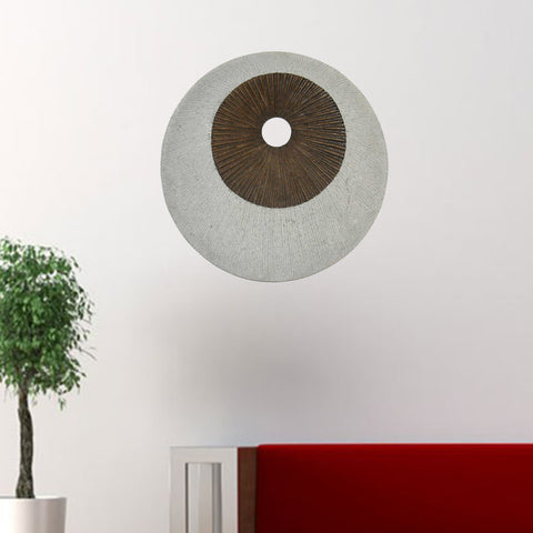 Image of 1" x 19" x 19" Brown &amp;amp; Gray Round Double Layer Ribbed Wall Decor