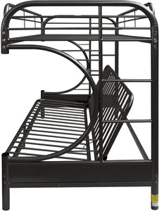 78" X 41" X 65" Twin Over Full Black Metal Tube Futon Bunk Bed