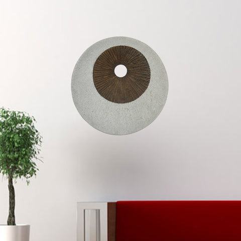 Image of 1" x 26" x 26" Brown &amp;amp; Gray Round Double Layer Ribbed Wall Decor