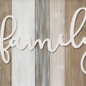 Distressed "Family" White Wood Wall Decor