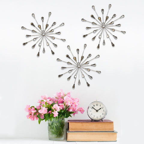 Image of Acrylic Burst Silver Metal Wall Decor