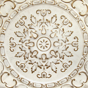 Distressed White European Medallion Metal Wall Decor