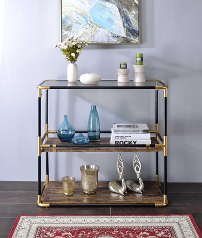 Image of 44" X 16" X 28" Black Solid Wood Leg Console Table