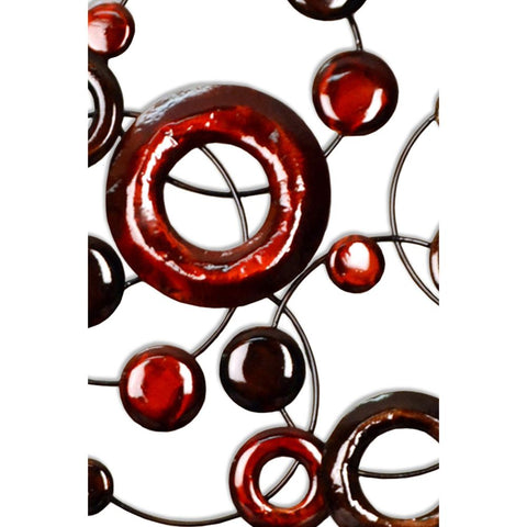 Image of Red Multi-Metallic Circle Wall Decor