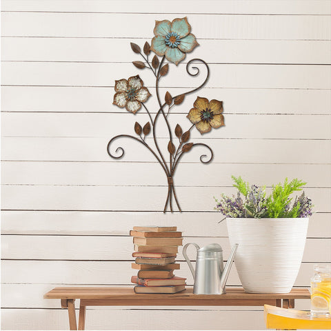 Image of Distressed Chic Metal Flower Wall Decor