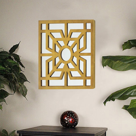 Image of 1.25" x 23.25" x 23.25" Bright Gold, Mirrored, Wooden - Wall Decor