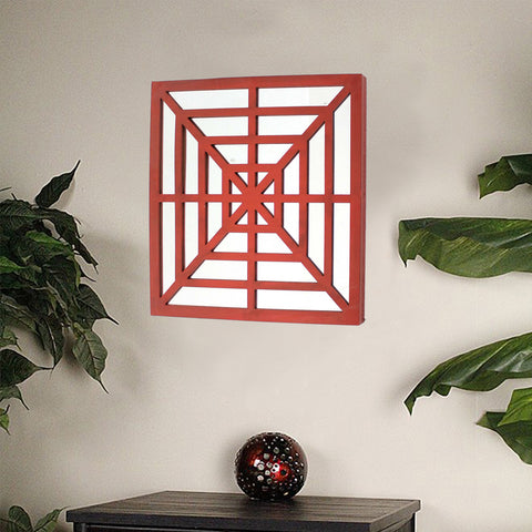 Image of 1.25" x 23.25" x 23.25" 23.25" x 1.25" x 23.25 Red, Mirrored, Wooden - Wall Decor