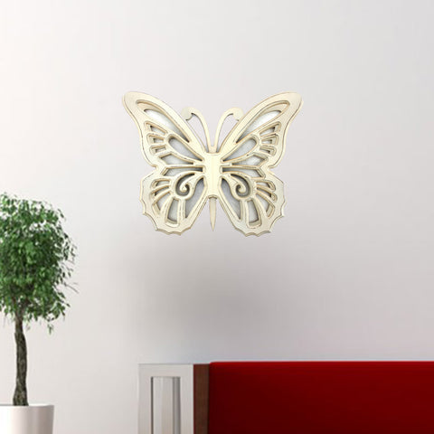 Image of 18.5" x 23" x 4" Light Yellow Rustic Butterfly Wooden Wall Decor