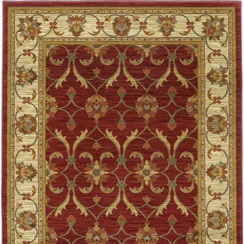 Image of 63" X 91" Red or Ivory Polypropylene Rug