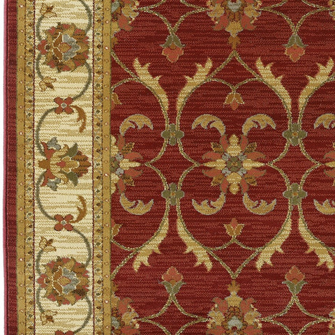 Image of 63" X 91" Red or Ivory Polypropylene Rug