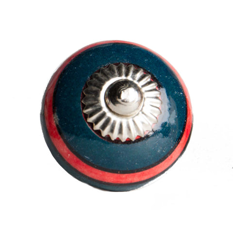 Image of 1.5" x 1.5" x 1.5" Ceramic/Metal Navy &amp;amp; Red 8 Pack Knob