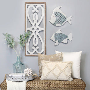 Distressed Heart and Fleur de Lis Wood Panel Wall Decor