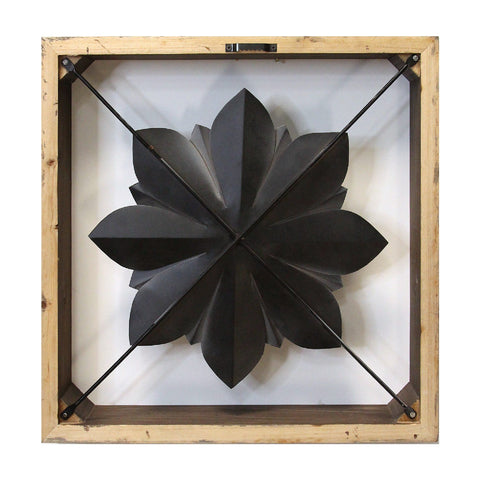 Image of Grey Metal &amp;amp; Wood Framed Wall Flower