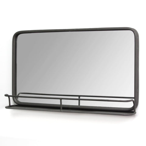 Image of 24" Chic Rectangular Gunmetal Framed Mirror with Shelf