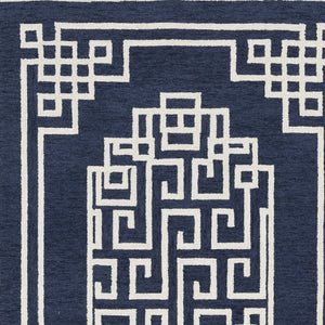 60" X 84" Navy Ivory Wool Rug