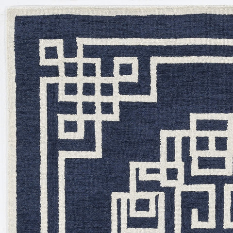 Image of 60" X 84" Navy Ivory Wool Rug