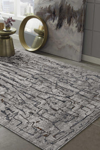 39" X 55" Grey Polyester Rug