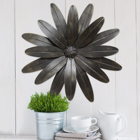 Image of Gold Industrial Flower Metal Wall Decor