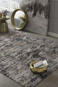 63" X 91" Grey Polyester Rug