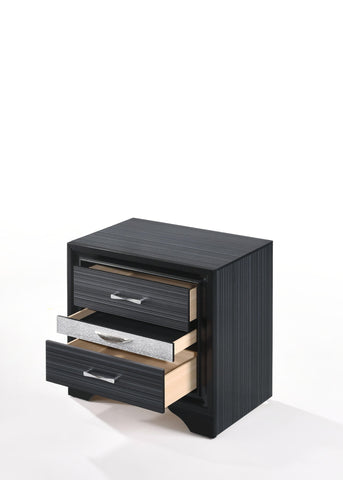 Image of 17" X 26" X 26" Black Wood Nightstand