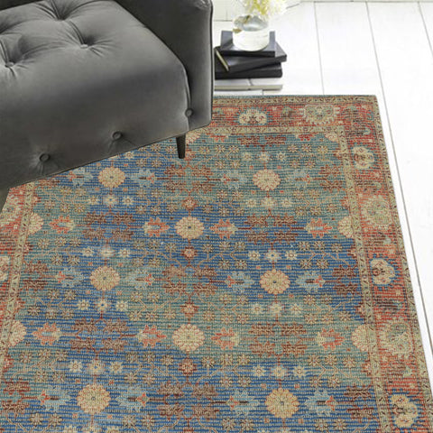 Image of 7 x 9 Jute Blue or Red Area Rug